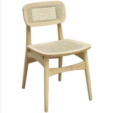 China General Modern Nordic Design Solid Ash Wood Rattan Dining Chair for Home Furniture for sale