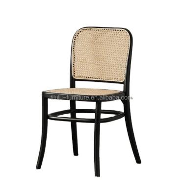 China Dining Room Furniture Wooden Rattan Backrest Leisure Rattan Chair for Nordic Indoor Modern Garden Restaurant Cafe Furniture for sale