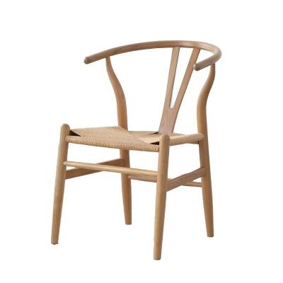 China Handmade Solid Beach Wood Rope Woven Cushion Dining Y Chair NO Folded OEM Service Accepted Solid Wood for sale