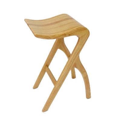 China Home Bar Essential Lacquered Solid Wood Bar Stool with High Living Room Chair for sale