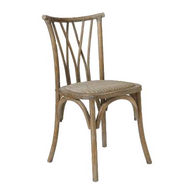 China Vintage X Cross Back Wood Chair for Hotel Wedding Event Restaurant Banquet Dining Stackable and Antique Wedding Chair for sale