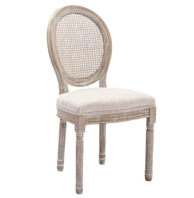 China PU Leather Covered French Vintage Style Dining Chair with Stackable Design and Solid Wood for sale