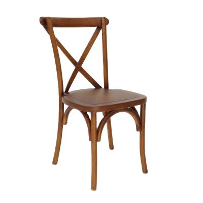 China Commercial Furniture Stackable Vintage Cross X back Wood Dining Chairs for Weddings Events and Restaurants for sale