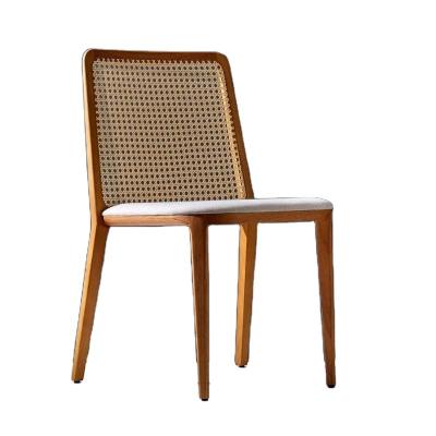 China Solid Wood Frame Dining Rattan Chair Modern Nordic Design with Cherry Wood for sale