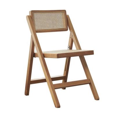 China NO Folded Modern Solid Wood Chair with Rattan Dining Folding Rattan Chair in Nature Popular Colors for sale