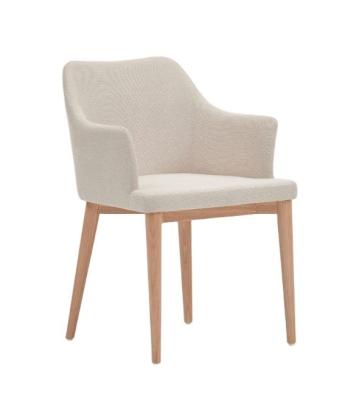 China Hotel Restaurant Furniture Natural Color Upholstered Solid Wood Dining Chairs for sale