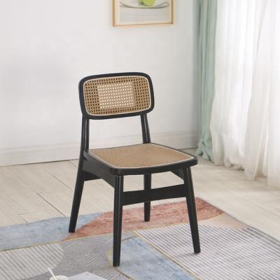 China Foldable Rattan Chair NO Folded Simple Style Rattan Mesh Backrest Wood Dining Chair Rattan Wicker Chairs for sale