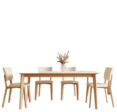 China Moderno de diseño nórdico de madera maciza mesa de comedor con sillas de cuero PU negro / blanco y estilo nórdico en venta