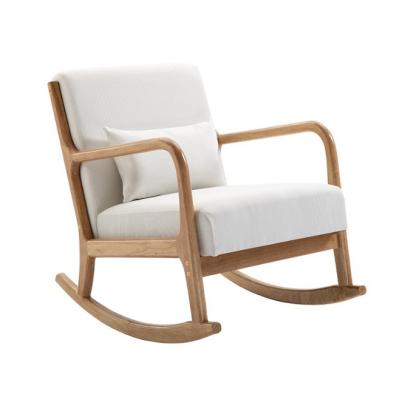 China Kautschukholzrahmen Nordic Single Rocking Chair Modernes Sofa für kleine Wohnungen Balkon und Schlafzimmer Auf Wunsch des Kunden zu verkaufen