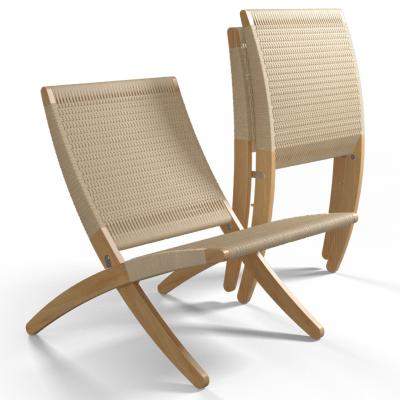 China Dining Chair Nordic Lounge Solid Wood Chair Design Classical Woven Rope Non-Foldable for sale