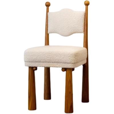 China Home Furniture Modern Design Soft Seat Wood Lamb Wool Dining Room Chair For Living Room and Hotel for sale