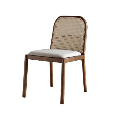 China Modern Natural Rattan Solid Wood Dining Chair For Restaurant Dining Chair Dining Room Furniture Specific Dining Chair for sale