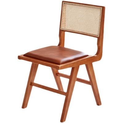 China Hotel Restaurant Nordic Wooden Dining Chair with Rattan Seat and Nitrolacquer Finish for sale