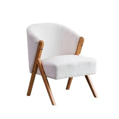 China W60*D68*H77CM Modern Living Room Furniture Lounge Chair KD Wooden Sofa Chair Lamb Wool Fabric White Upholatered Accent Chair for sale