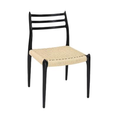 China Outdoor Rope Woven Chair Solid Wood Armless Chair Comfort Dining Room Living Room Rope Chair Furniture with NO Folded for sale