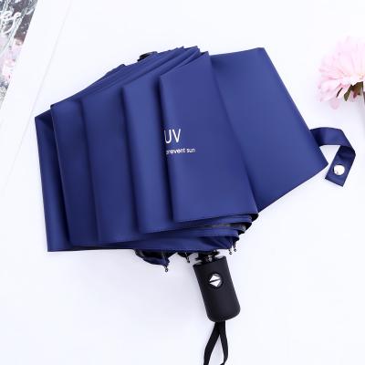 China Minimalist Automatic Open Narrow Transparent Folding Umbrella Automatic 3 Fold Umbrella for sale