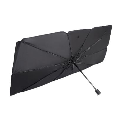 China Durable Anti-ultraviolet 3 Fold Front Window Umbrella Car Cover Car Umbrella Black Steel Material Sunshade Wholesale for sale