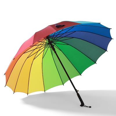 China Minimalist Upright Golf Umbrella Rainbow Promotional Custom Custom Rainbow Logo Printing for sale