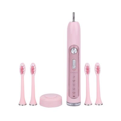 China OEM ODM Touch Screen Adult Sonic Toothbrush IPX7 Slim Pink Waterproof Sonic Electric Toothbrush 28*28*180mm for sale