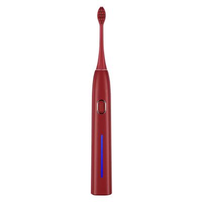 China Hot Selling High Quality Portable Rechargeable Red Sonic Electric Toothbrush For Adult Silicone 7 USB Modes 28*28*192mm for sale