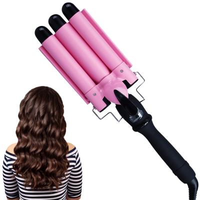 China Factory Modern Drop Shipping 3 Barrels 25mm 32mm Tall Wave Hair Curler With LCD Temperature Display for sale