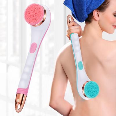 China Long Handle Exfoliating Cleaning Massage 4 in 1 Waterproof Electric Rotating Exfoliation Brush IPX7 Multifunction Bath Brush Clean Body Massager Brush for sale