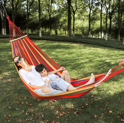 China Durable Outdoor Wholesale Cotton Canvas Hammock Heavy Duty Rope Arming Camping Camping Swing Stripe Hammock for sale