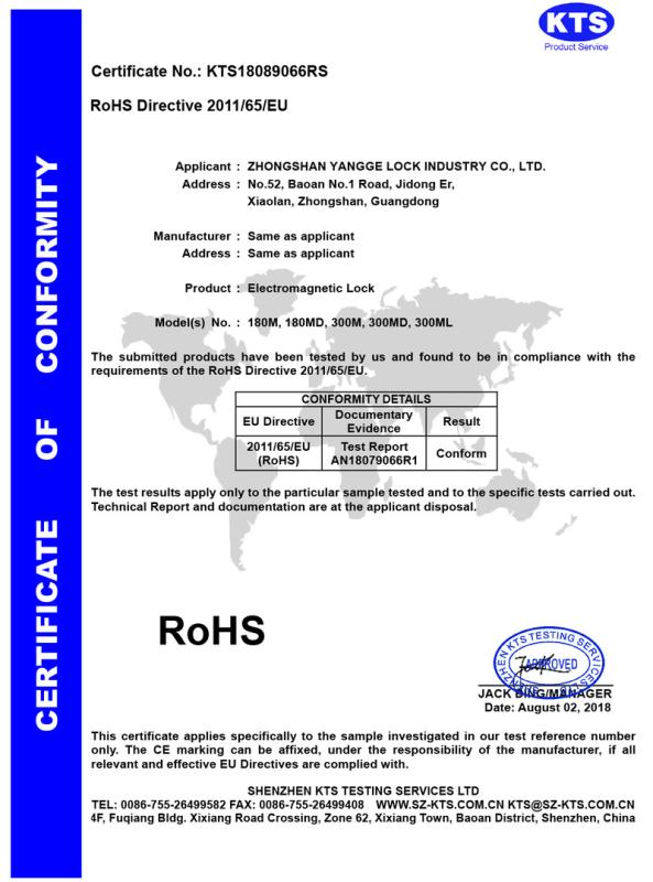 RoHS - Zhongshan Yangge Lock Industry Co., Ltd.