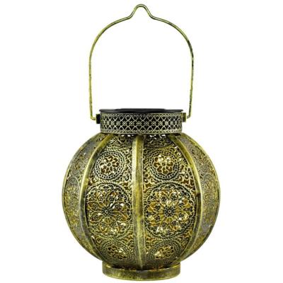 China Garden Metal Solar Lantern Hanging Light with Flowers LED Lantern Light Decor Garden Yard Outdoor Waterproof Patio for sale