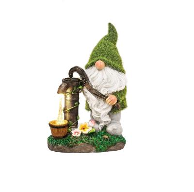 China Assembled 11.4' Garden Gnome Statue Decor, Solar Powered Garden Lights Fairy Garden Figurines for Outdoor Patio Yard Decoration for sale