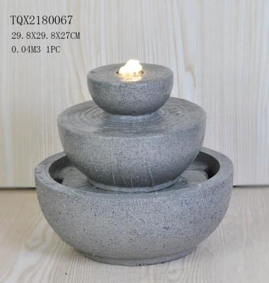 China Stone Outdoor Garden Water Stacked Stone 3 Tier Rolls Waterfall Fountain With LED Light for sale