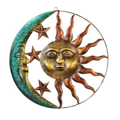 China Decoration Sun and Moon Metal Wall Art for Indoor or Outdoor Use, Brown for sale