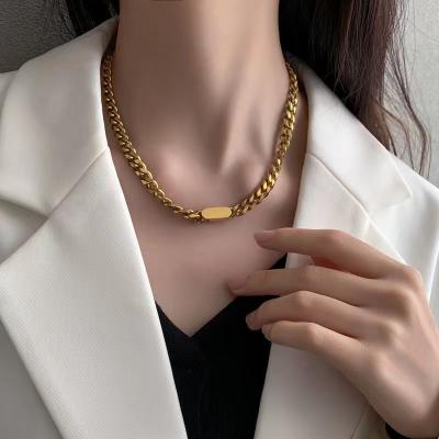 China Heavy Thick Titanium Steel Personality Clavicle Personality Clavicle Gold Vintage Hip Hop Street Hop Soft Chain Necklace for sale