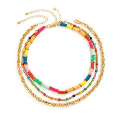 China The Other Pottery Colorful Soft Soft Color Beads Necklace National Style Costume Necklace for sale