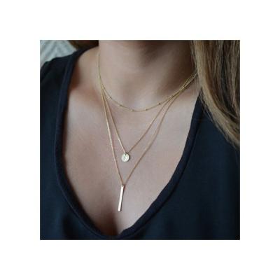 China CLASSIC Fashionable Simple Light Luxury Pearl Chain Retro Sense Copper Sequined Multilayer Metal Strip Necklace for sale