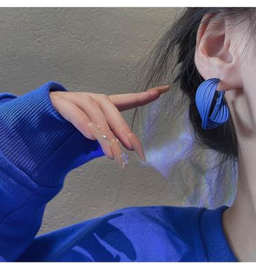 China FASHIONABLE Blue Irregular Twisted Sense Earrings CIA Retro Design Klein Earrings High Cool Sense Earrings for sale