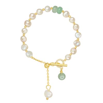 China CLASSIC East Korean jade pendant bracelet pearl door real gold plating new fashion bangle for sale