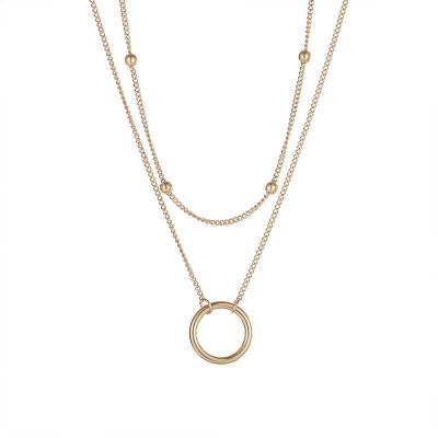 China Minority Indifference Others Double Layer Circle Simple Necklace Women's Exquisite Jewelry Necklace Pendant Accessories for sale