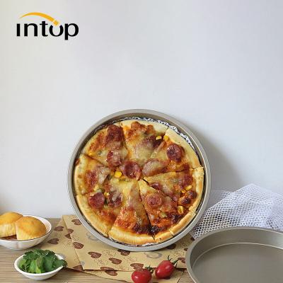 China Stocked Pizza Pan Pan 8 Inch Round Deep Pan Carbon Steel Non-Stick Pizza Pies Baking Tray Dish for sale