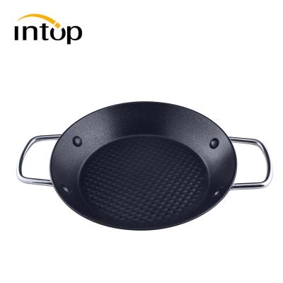 China Wholesale Seafood Viable Pot Restaurant Salad Spaghetti Pan 201 Stainless Steel Seafood Paella Pan With Two Ears for sale