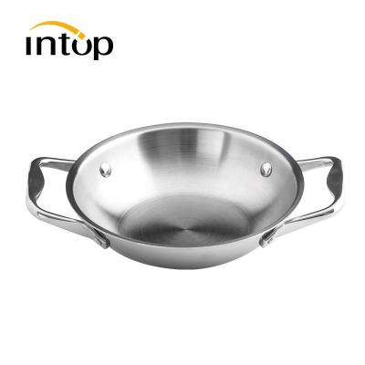 China Viable Frying Pan Non-Stick Pan With Two Handles Three Layers 201Stainless Steel Soup Pot Restaurant Casserole for sale