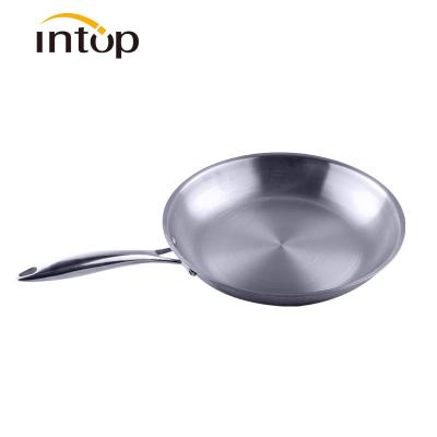 China Viable Pan Mirror Polishing 201 Stainless Steel Frying Pan Soup and Pots Stock Frying Pans Non-Stick Wok Pot for sale