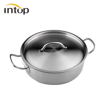 China Viable Stainless Steel Wok Pan 201 Classic Stainless Steel Stock Pot Casserole With Lid Frying Pan Stock Pots for sale