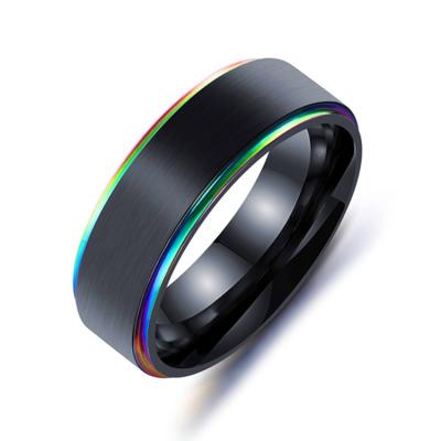 China Environmental Friendly European Men's Ring Titanium Steel Black Gold Colorful Electroplating High Qautily Ring Jewelry for sale