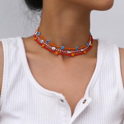 China Eco-Friendly Ethnic Style Retro Boho Colorful Beaded Necklace Anklet Chain for sale