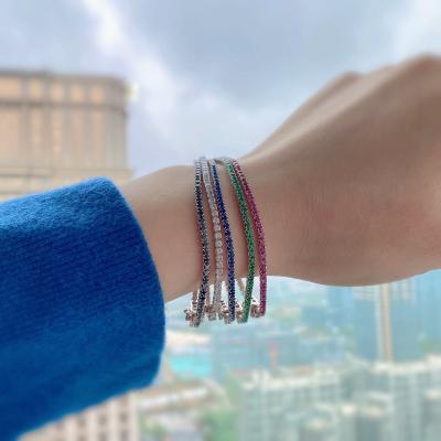 China BAOSHI 2mm Color Zircon Bracelet Trendy Environmental Friendly Trendy Female 925 Sterling Silver Chain Bracelet for sale