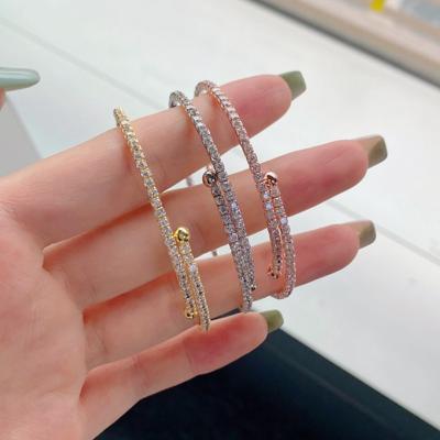 China s925 Sterling Silver INS Hip Hop Bracelet Inset Environmental Friendly Simple Zircon Tennis Bracelet for sale