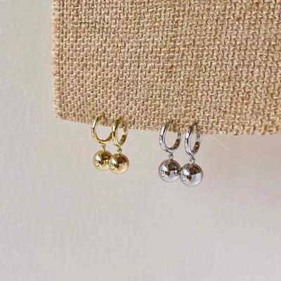 China Environmental Friendly S925 Sterling Silver Plated Retro 14K Gold Atmospheric Earrings French Ball Ear Studs for sale