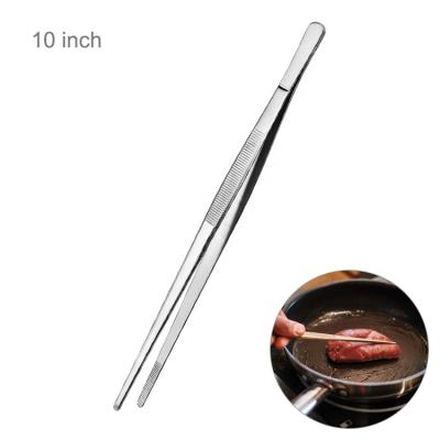 China Jinhaiyue High Quality Easily Cleaned Stainless Steel 10 Inch 25cm Length BBQ Cooking Tweezers Tongs for sale