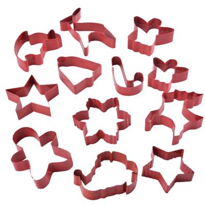 China JHY Disposable Stainless Steel Kitchen Eco-friendly 12pcs Tools Christmas Cookie Cutter Mold Stamp Baking Set for sale